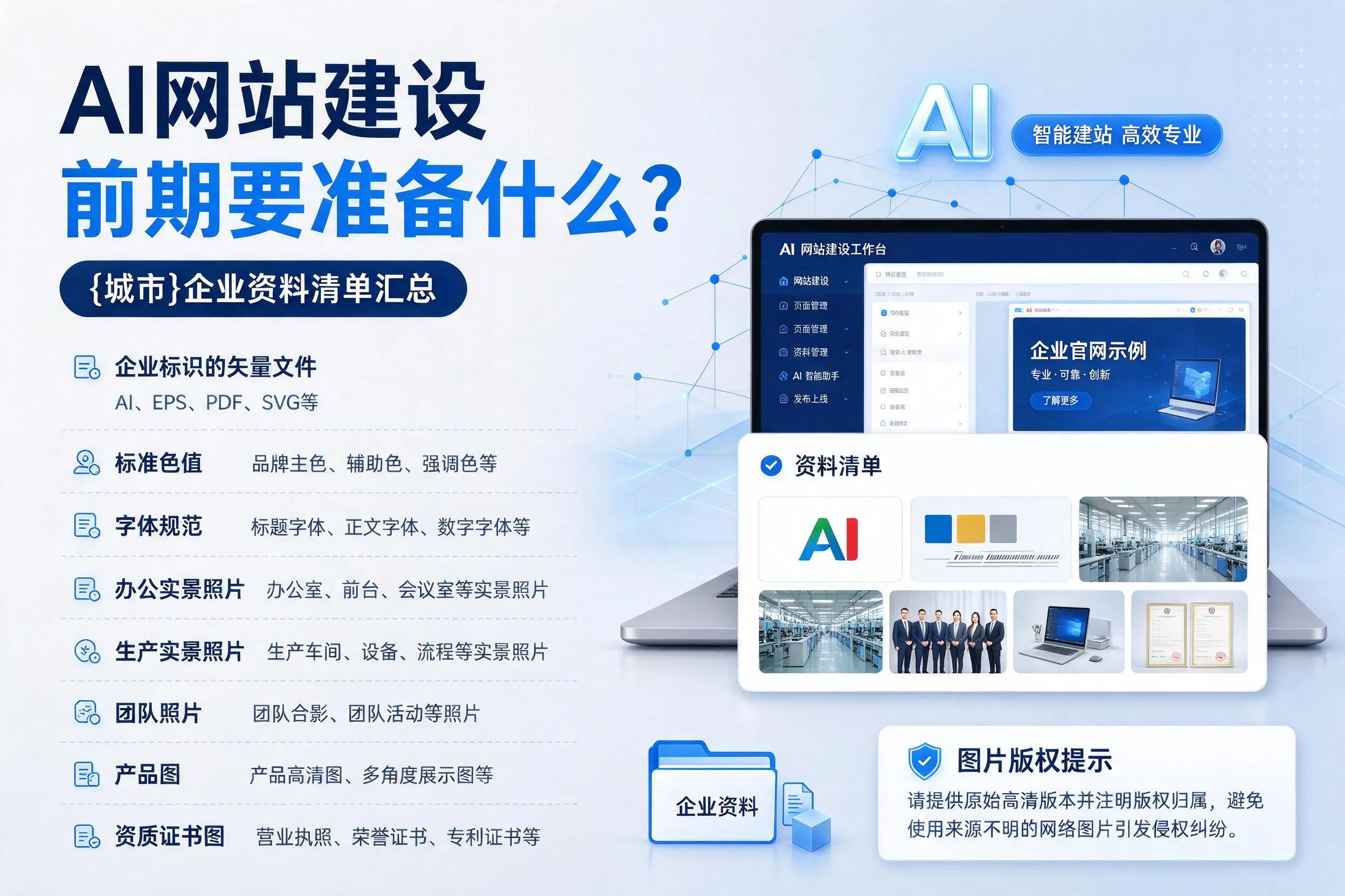 AI网站建设前期要准备什么？陇南企业资料清单汇总